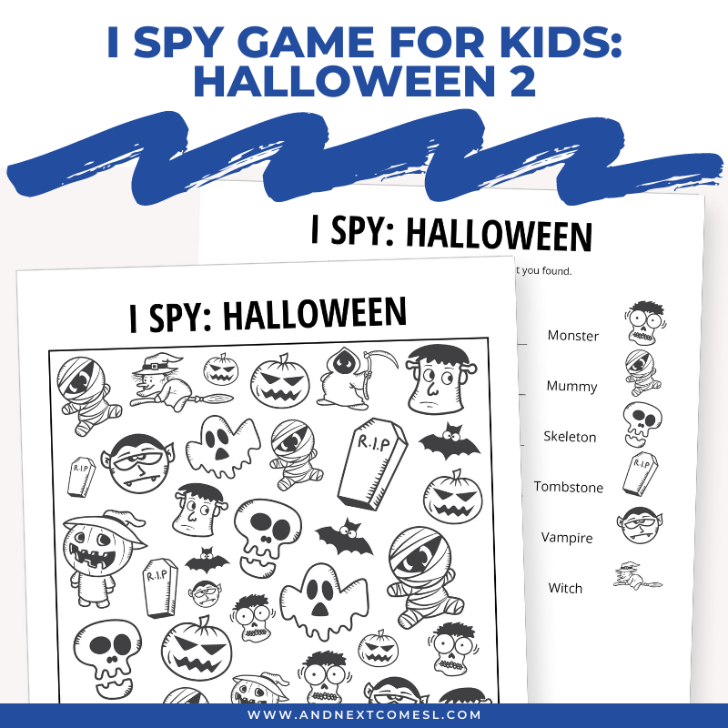 Printable Halloween I spy game for kids