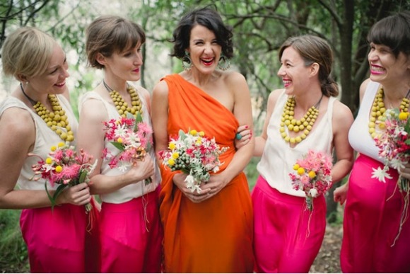 light orange wedding dress