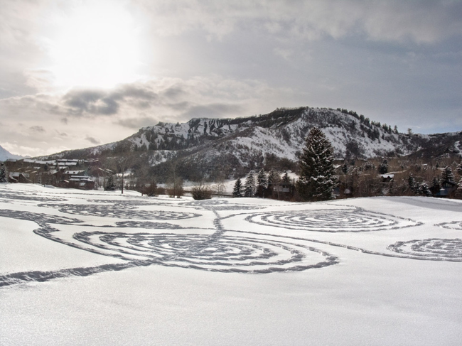 This first piece grew out of Hidrichsen's snow shoe walks during a three month residency in the Colorado Rocky Mountains.  - No These Aren't Crop Circles, Wait Until You See What This Artist Does In The Snow.