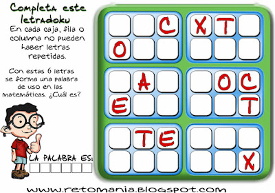 Sudoku, Letrasdoku, Sudoku 2x3, Sudoku con letras