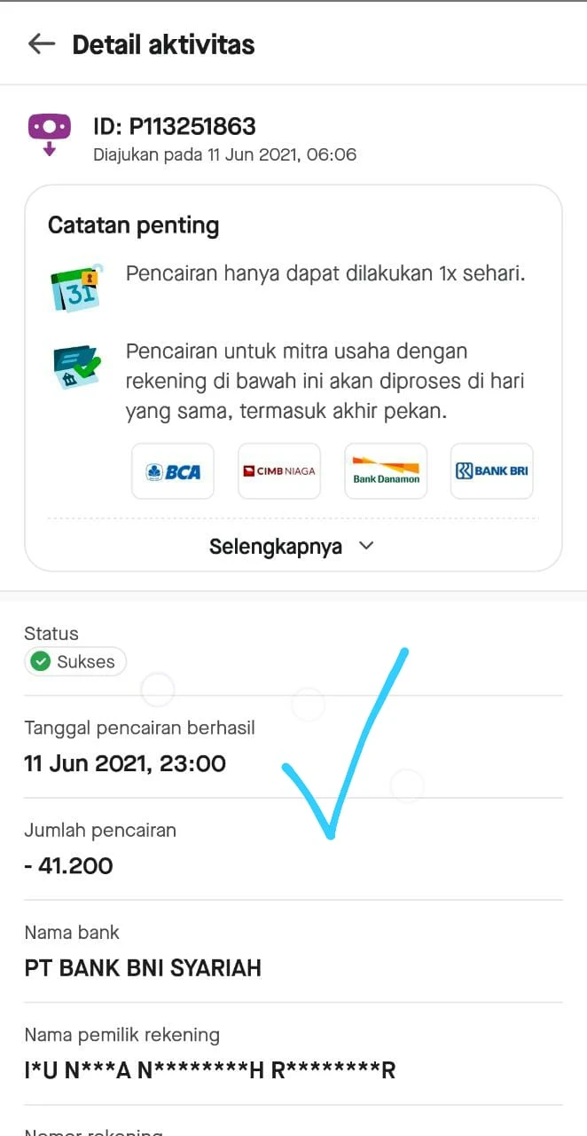 Perhatikan detail pencairan saldo Gofood restomu