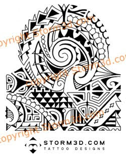 polynesian shoulder tribal tattoo mix design