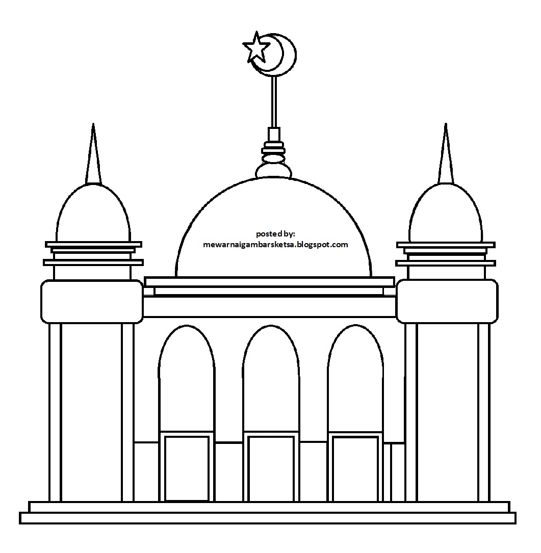 Mewarnai Gambar Contoh  Mewarnai Gambar Masjid 