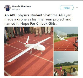 ABU Student Constructs a Drone, names it ‘Hope for Chibok Girls’, as his Final Year Project