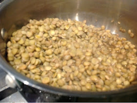 lentils in a pot cooking