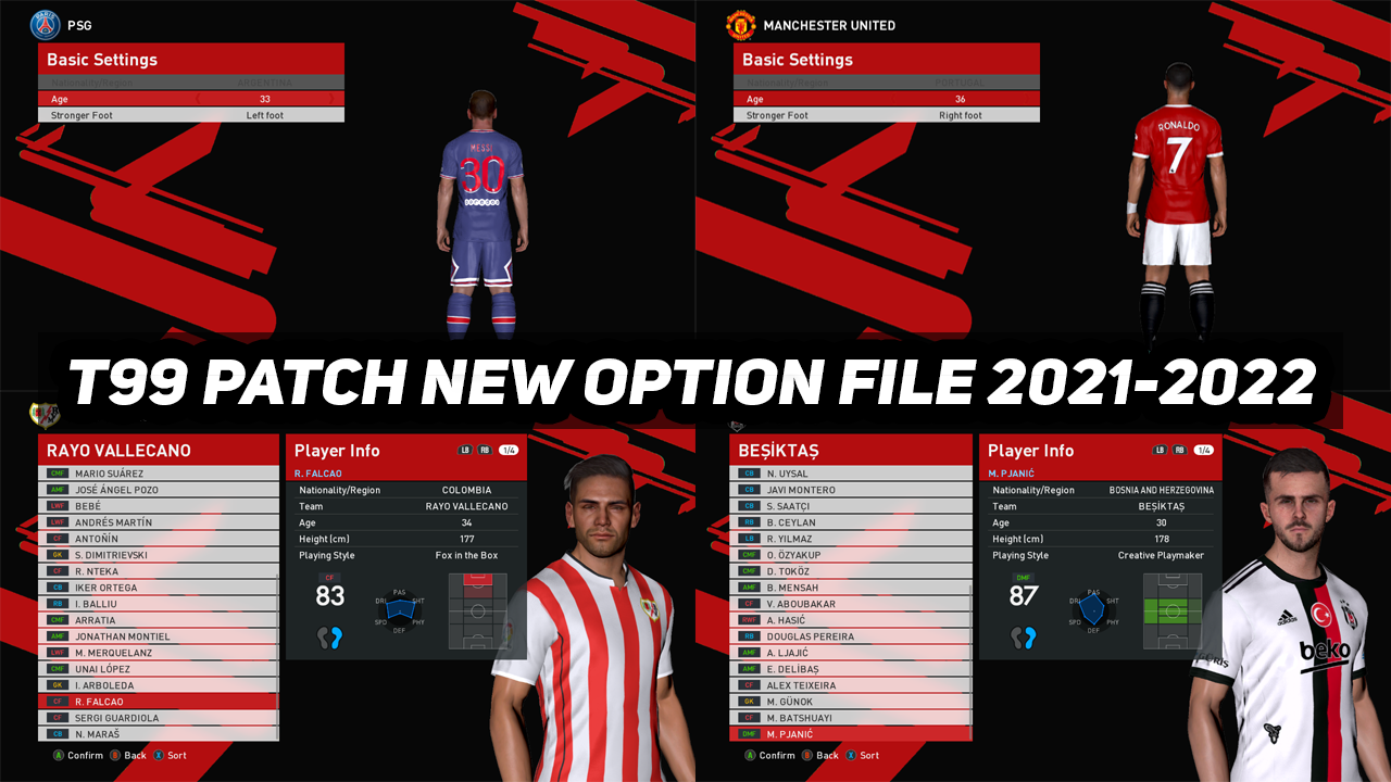 T99 PATCH NEW OPTION FILE SEASON 2021-2022 For PES 2017