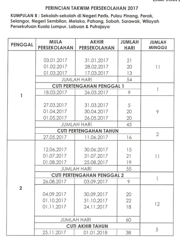 Cuti Perayaan 2017 Rasmi Daripada KPM - Panduan Cikgu