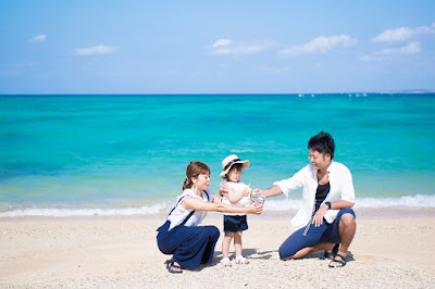 沖縄 家族写真 海