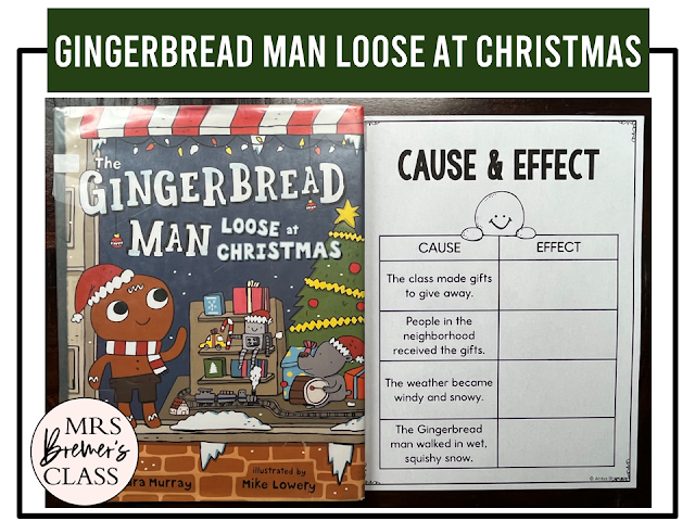 Gingerbread Man Loose at Christmas book activities unit with literacy printables, reading companion activities and a craft for Kindergarten and First Grade