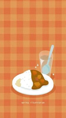 【カレーライス】食べ物のおしゃれでシンプルかわいいイラストスマホ壁紙/ホーム画面/ロック画面