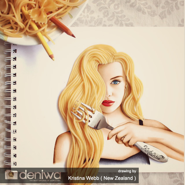 Spaghetti Hair Drawing By Kristina Webb ( New Zealand )