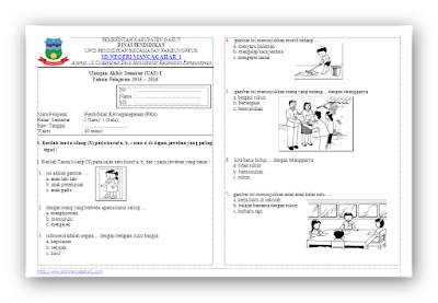 Soal UAS KTSP PKn Kelas 1 Semester 1