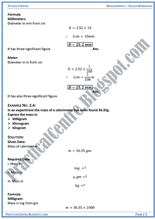 Measurement - Solved Numerical -Examples & Problems - Physics X