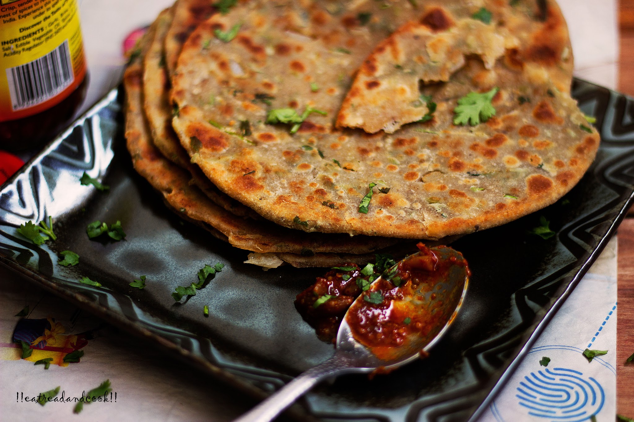 how to make Coriander Paratha / dhone patar paratha recipe and preparation