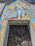 Mosaic above entrance to the Monumento al redentore on Monte Guglielmo, Brescia Italy