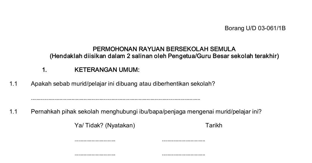 Surat Rayuan Masuk Asrama Sekolah - Kuora f