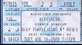 My ticket stub from the show at Giants Stadium... 1988