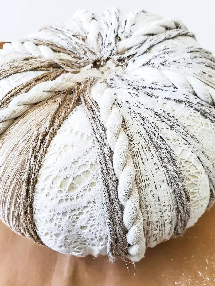 textured pumpkin, painting white