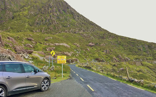 Pullout near the waterfall on the Connor Pass Road, Dingle Peninsula, Ireland 