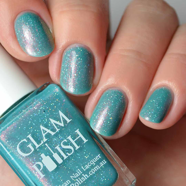 teal shimmer nail polish