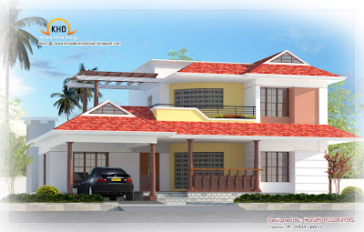 Nice duplex house elevation  - 242 Square Meter (2600 Sq. Ft.) - December 2011