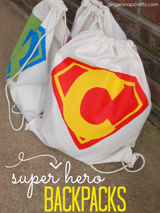 Super Hero Backpacks at GingerSnapCrafts.com #superhero #backpack #fabricpaint #tutorial_thumb