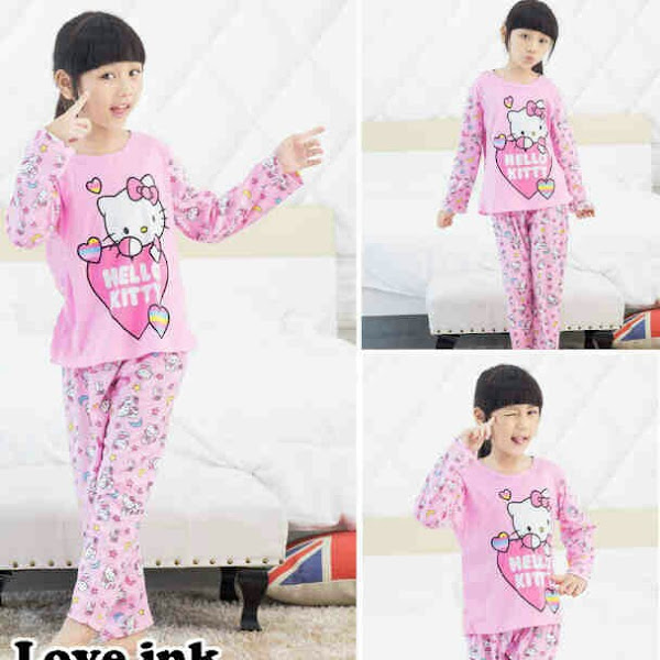 Piama anak hello kitty murah grosir ecer rainbow love