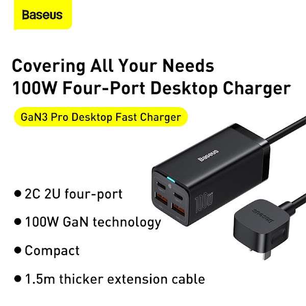 Bộ Sạc Nhanh Baseus 100W GaN3 Pro Desktop Fast Charger 4 in 1 ( Quick-Charge-4.0-QC-3.0-PD-AFC)