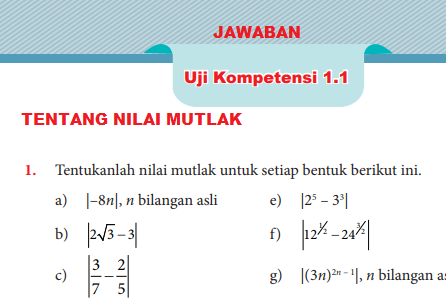 Uji Kompetensi 1 1 Matematika Kelas 10 Kurikulum 2013 Nilai Mutlak