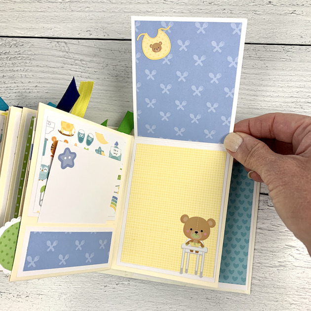 Baby Boy Scrapbook Mini Album Page with bear