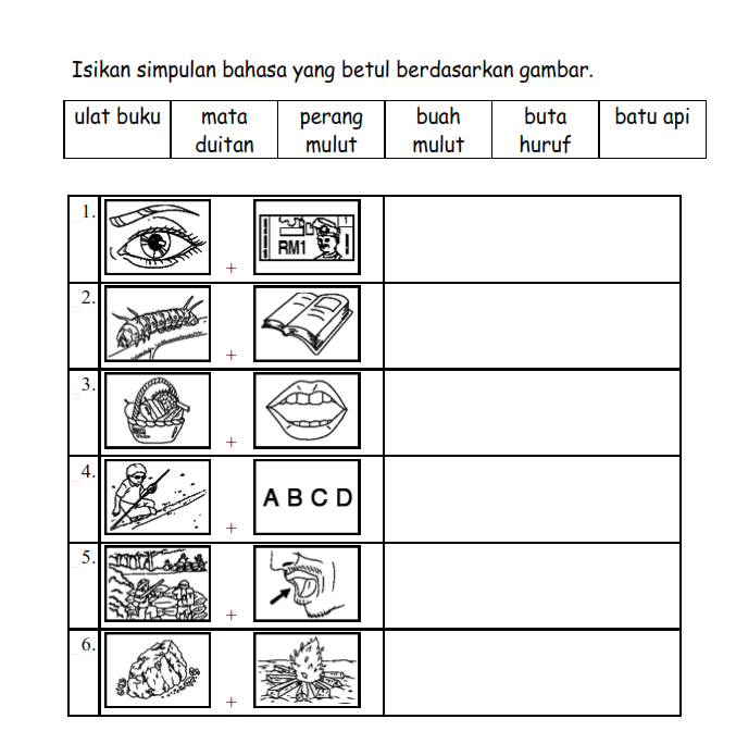 ZULS WORLD: 54 SOALAN SIMPULAN BAHASA BERGAMBAR  JAWAPAN 