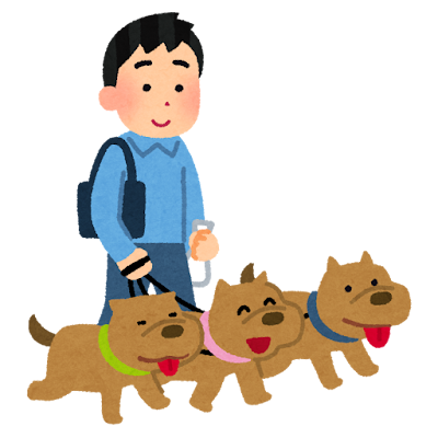 犬の多頭飼いのイラスト（男性）