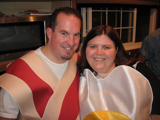 John and Cassie, dressed as Bacon and Eggs