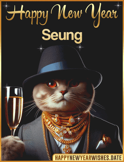 Happy New Year Cat Funny Gif Seung