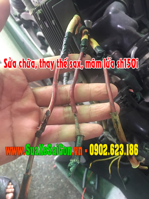 Sửa chữa thay thế mâm lửa, sax honda SH 150i, Sửa bệnh xe hay bị hết bình