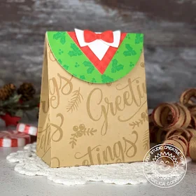 Sunny Studio Stamps: Sweet Treats Gift Bag Dies Season's Greetings Winter Themed Gift Bag by Angelica Conrad