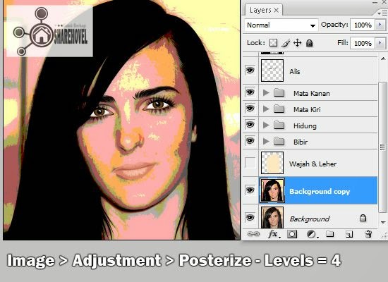 tracing wajah vector di photoshop - tutorial membuat vector di photoshop - membuat foto menjadi kartun dengan photoshop
