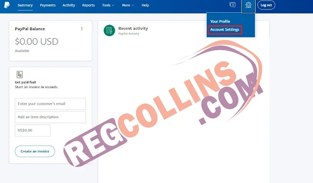 PayPal account settings