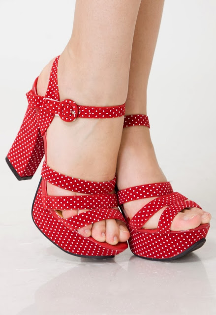 Gorgeous dotted style red high heel fashion trend