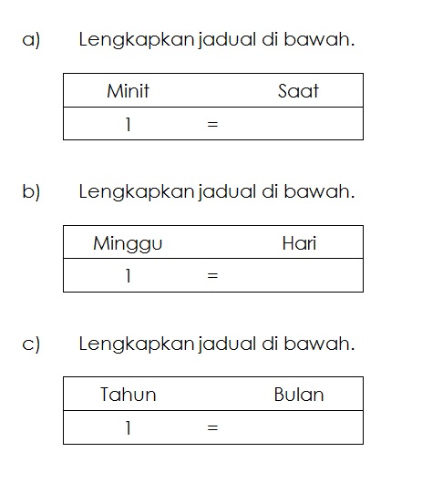 Latihan - Masa & Waktu (1)  MATEMATIK KSSR TAHUN 3