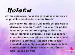 ▷ Significado del nombre Noleta