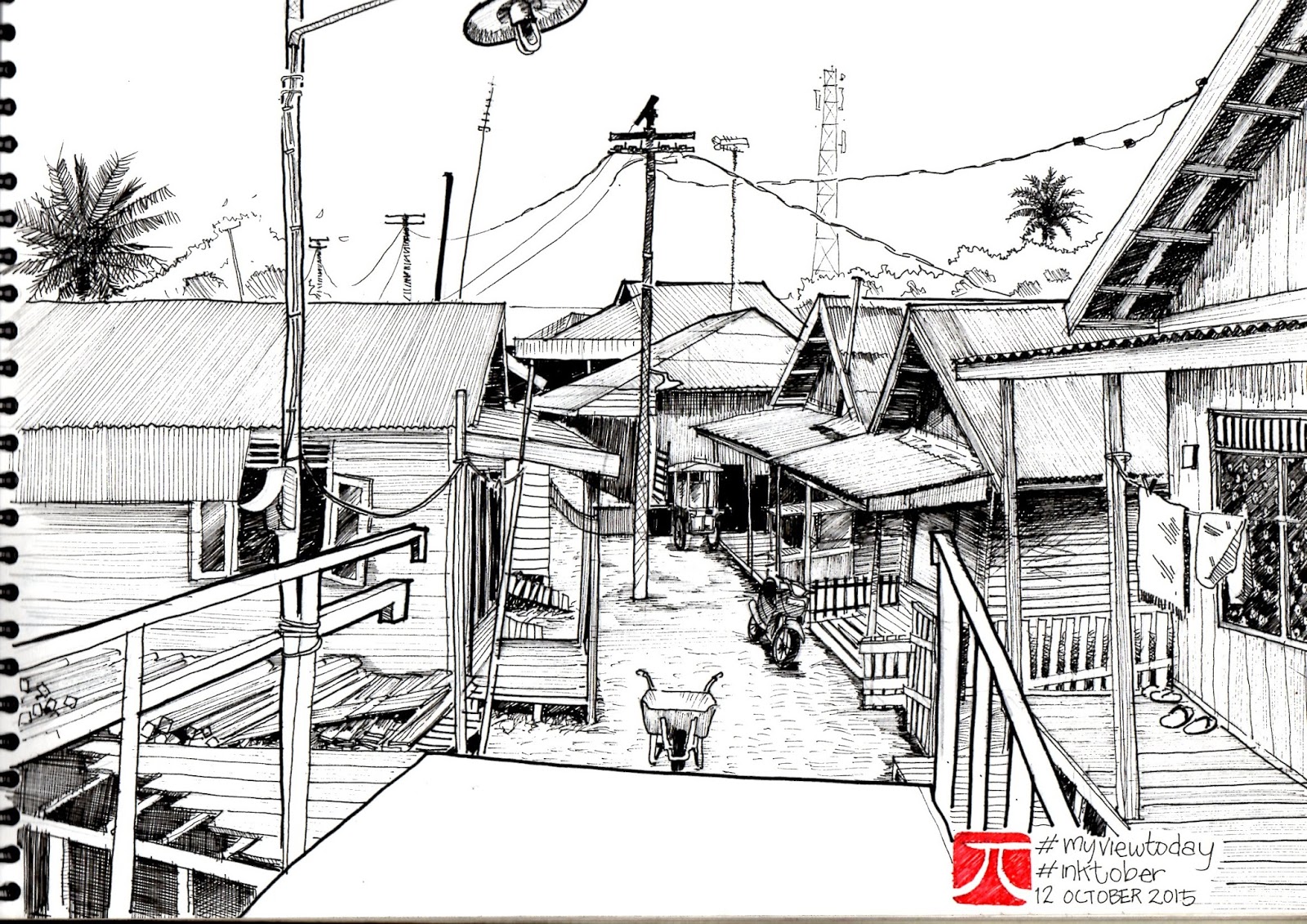 Gambar Sketsa Ilustrasi Pasar