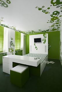 dormitorio en verde