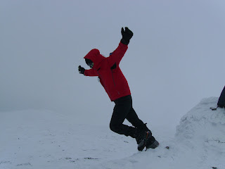 High winds on the summit of A' Chailleach