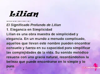 ▷ Significado del nombre Lilian