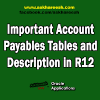 Important Account Payables Tables and Description in R12, www.askhareesh.com