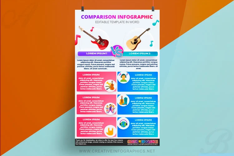 Comparative infographics template with modern design