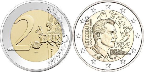 Luxembourg 2 euro 2023 - 25th Anniversary of the admission of Grand Duke Henri as a member of the International Olympic Committee