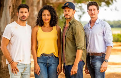 Cauã Reymond, Barbara Reis, Paulo Lessa e Johnny Massaro em Terra e Paixão