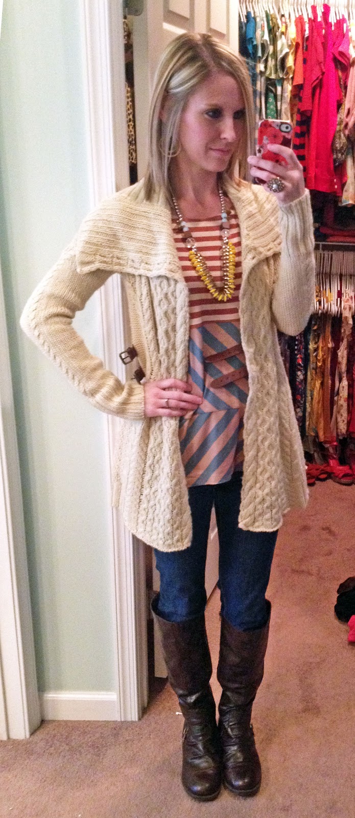 / Blanched & Buckled Cardigan-Anthropologie/ Jeggings-American Eagle ...